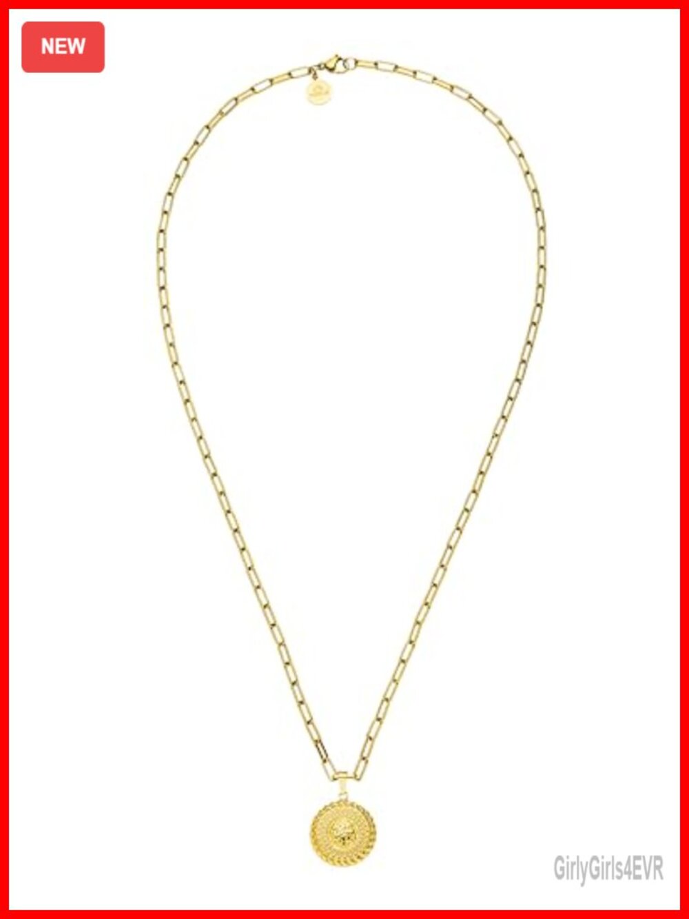 18K Gold Plated Stainless Steel Sun Pendant Chain Necklace Waterproof